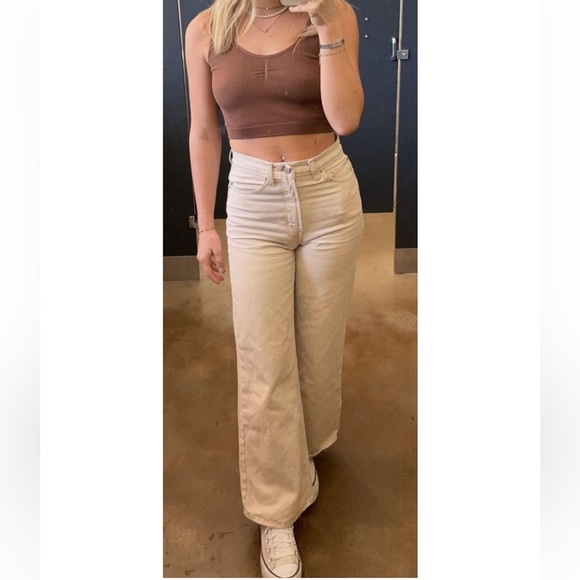 BDG Urban Outfitters Tan Wide Leg Jeans - Picture 2 of 4